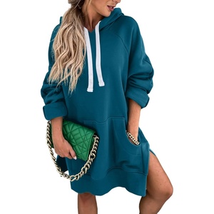PRETTYGARDEN Sweatshirt for Women Fall Oversized Hoodie Dress(Lake Blue)