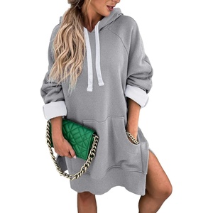 PRETTYGARDEN Sweatshirt for Women Fall Oversized Hoodie Dress(Light Grey)