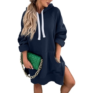 PRETTYGARDEN Sweatshirt for Women Fall Oversized Hoodie Dress(Navy)