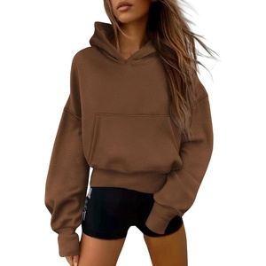 PRETTYGARDEN Women’s Fall Half Zip Cropped Hoodie Sweatshirt(Style 2-brown)