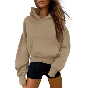 PRETTYGARDEN Women’s Fall Half Zip Cropped Hoodie Sweatshirt(Style 2-khaki)