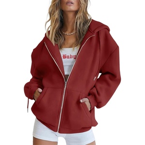 PRETTYGARDEN Women’s Fall Zip Up Hoodies Sweatshirts(Brown Red)