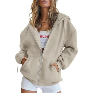 PRETTYGARDEN Women’s Fall Zip Up Hoodies Sweatshirts(Grey Khaki)