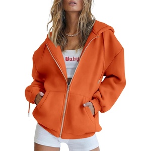 PRETTYGARDEN Women’s Fall Zip Up Hoodies Sweatshirts(Orange)