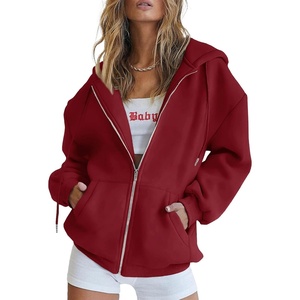 PRETTYGARDEN Women’s Fall Zip Up Hoodies Sweatshirts(Red)