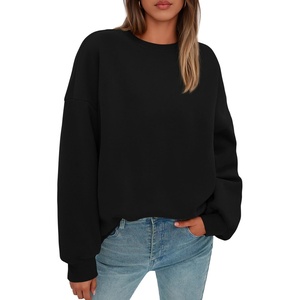 PRETTYGARDEN Womens Oversized Crewneck Sweatshirt(Black)