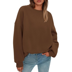 PRETTYGARDEN Womens Oversized Crewneck Sweatshirt(Brown)