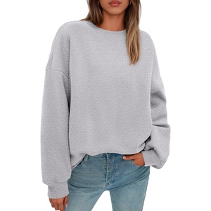 PRETTYGARDEN Womens Oversized Crewneck Sweatshirt(Grey)