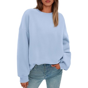 PRETTYGARDEN Womens Oversized Crewneck Sweatshirt(Light Blue)