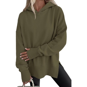 PRETTYGARDEN Womens Oversized Hoodies Side Slit Sweatshirts(Army Green)