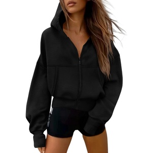 PRETTYGARDEN Zip Up Hoodie Women Casual Fall Fleece Sweatshirt Jacket(Black)