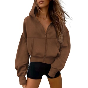 PRETTYGARDEN Zip Up Hoodie Women Casual Fall Fleece Sweatshirt Jacket(Brown)